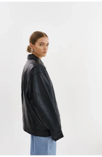 Lamarque Theia | Leather Bomber Jacket In Black