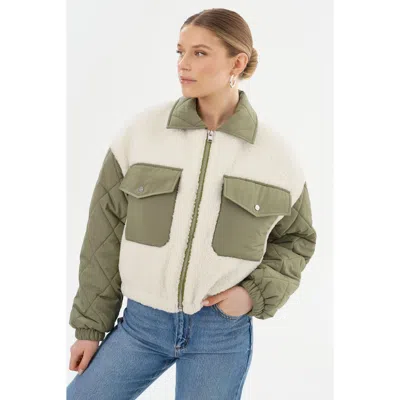 Lamarque Mixed Media Jacket In Green