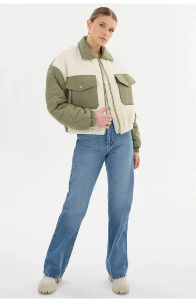 Lamarque Mixed Media Jacket In Green