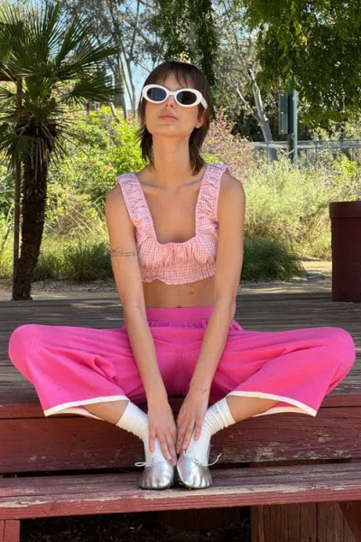 Toit Volant Kira Knit Long Shorts In Pink