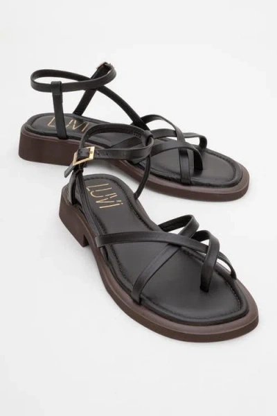 Forever & Always Shoes Antas Strappy Leather Flat Sandals In Brown