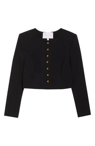 Carolina Herrera Collarless Crop Jacket In Black