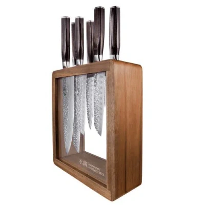 Cuisine::pro Damishiro Emperor Mokuzai 7pc Knife Block Set In Brown