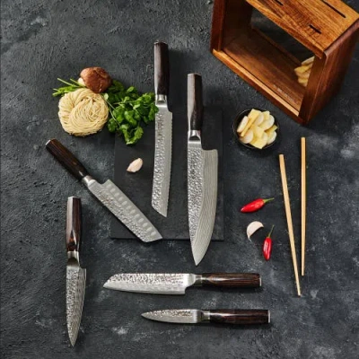 Cuisine::pro Damishiro Emperor Mokuzai 7pc Knife Block Set In Brown