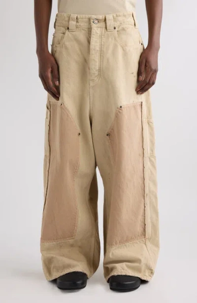 Balenciaga Straight Trousers Contrast Panels In Yellow