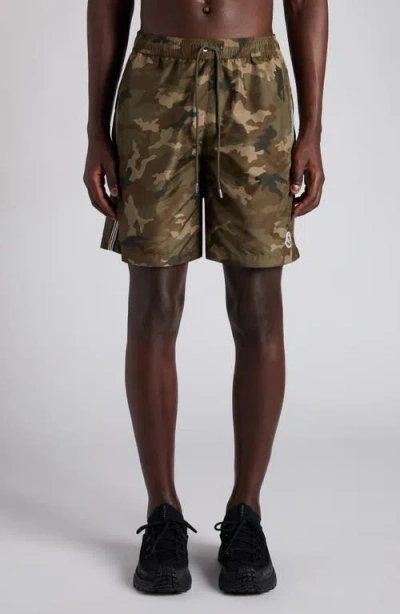 Moncler Boxer Mare Camouflage Swim Trunks In Multi