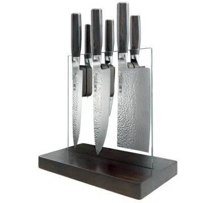 Cuisine::pro Damashiro Emperor Hikari Steel 7 Piece Knife Block Set In Black