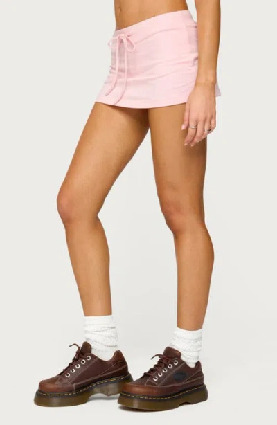 Edikted Bayside Stretch Cotton Micro Skort In Pink