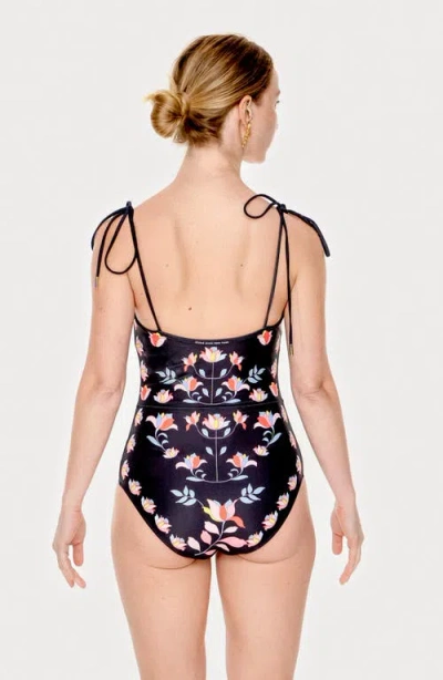 Jessie Zhao New York Midnight Garden Reversible One-piece Swimsuit