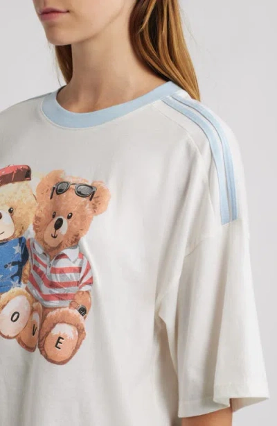Vinyl Icons Teddy Pair Graphic Ringer T-shirt In White