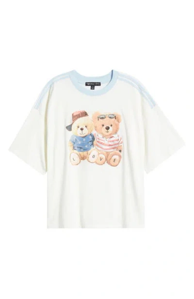 Vinyl Icons Teddy Pair Graphic Ringer T-shirt In White