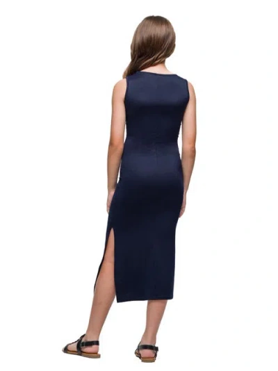 24sevenkid Side Slit Maxi Dress In Blue