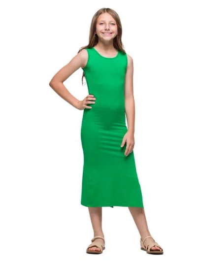 24sevenkid Side Slit Maxi Dress In Green