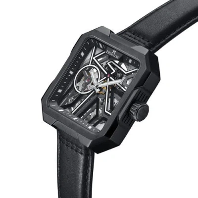 Heritor Automatic Campbell Leather-band Skeleton Watch In Black