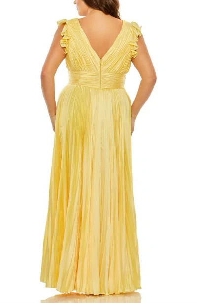 Mac Duggal Satin Flutter Sleeve Midi With Cummerbund Detail