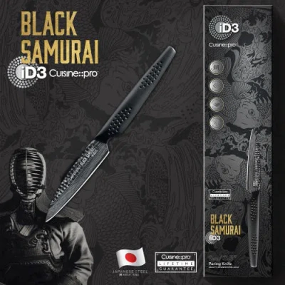 Cuisine::pro Id3 Black Samurai 3.5" Paring Knife In Gray