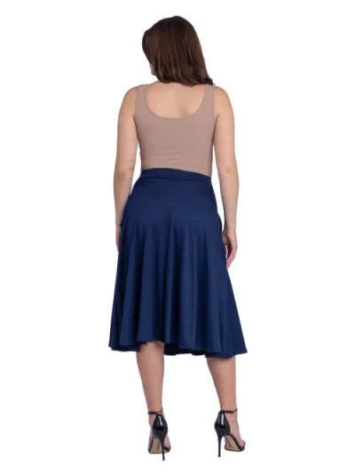 24seven Comfort Apparel Elastic Waist Pleated Pocket Midi Skirt