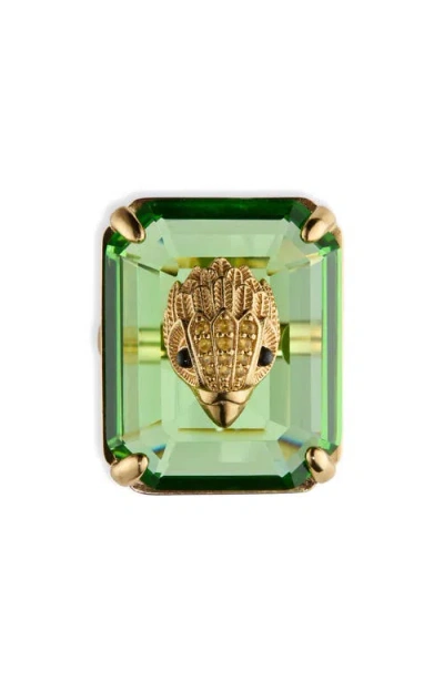 Kurt Geiger London Emerald Cut Crystal Cocktail Ring In Gold