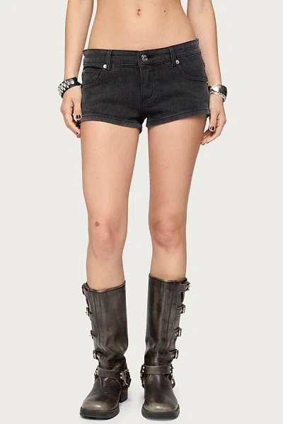 Edikted Syra Zipper Low Rise Denim Shorts