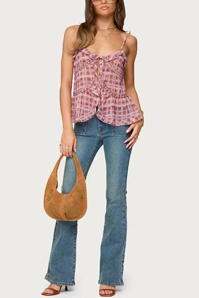 Edikted Mattea Low Rise Flared Jeans In Blue/washed, Women's At Urban Outfitters