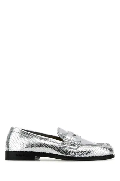 Dsquared2 Metallic Neoclassic Loafers With Textured Surface In Metallic