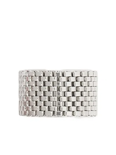 Jil Sander Textured Ring In Metallic