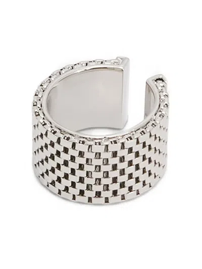 Jil Sander Textured Ring In Metallic