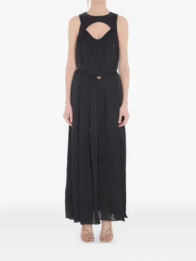 Zimmermann Balance Swing Pleated Cut-out Maxi Dress In Black