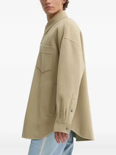 Nanushka Double-pocket Wool Shirt In Gray