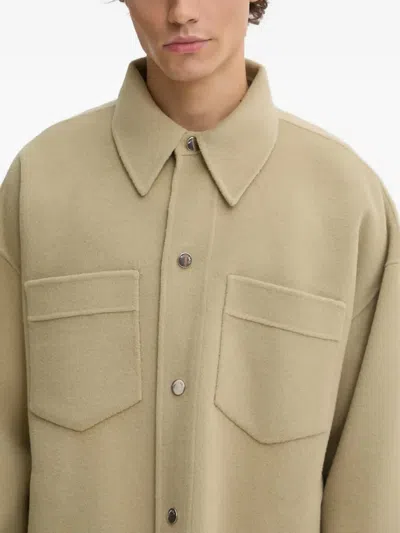 Nanushka Double-pocket Wool Shirt In Gray
