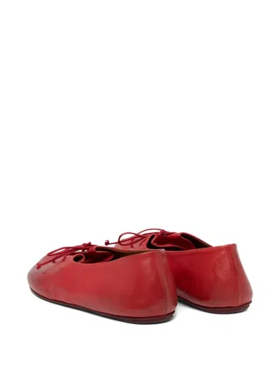Marsèll Girella Lace-up Round-toe Ballet Flats In Red