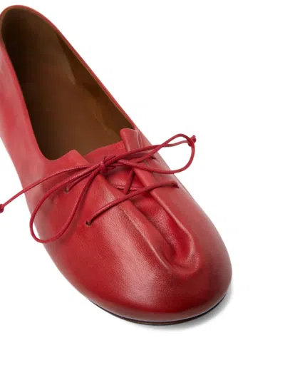 Marsèll Girella Lace-up Round-toe Ballet Flats In Red