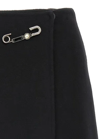 Ermanno Scervino Jewel-embellished Virgin-wool Skirt In Black