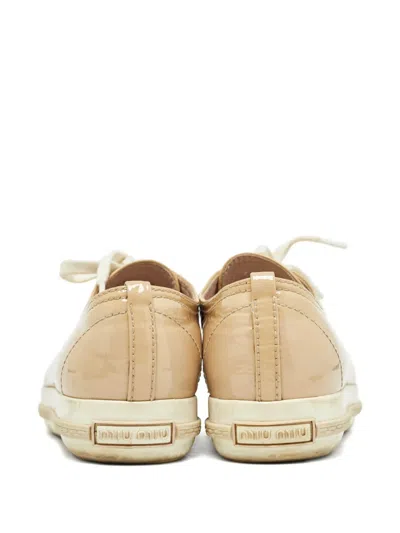 Pre-owned Miu Miu Patent-leather Crystal-embellished Sneakers