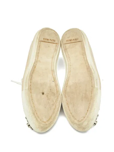 Pre-owned Miu Miu Patent-leather Crystal-embellished Sneakers
