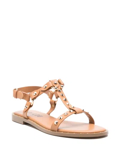 Bibi Lou Dunia Studded T-bar Sandals In Brown