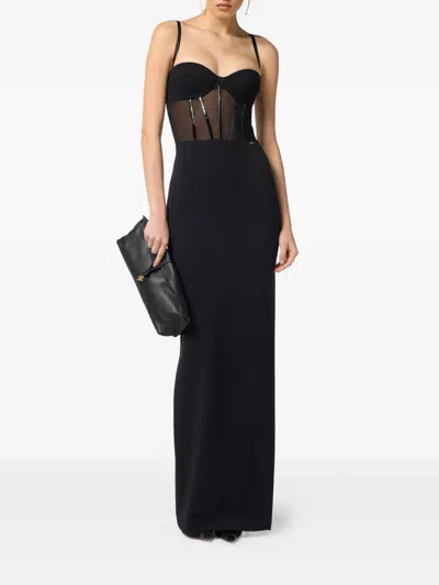 Elisabetta Franchi Strapless Corset Dress In Black