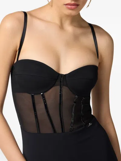 Elisabetta Franchi Strapless Corset Dress In Black