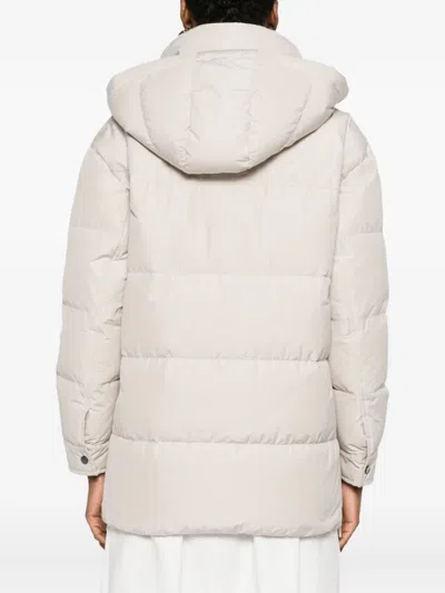 Brunello Cucinelli Hooded Flap-pocket Puffer Coat In Neutral