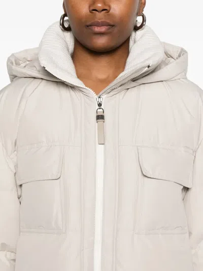 Brunello Cucinelli Hooded Flap-pocket Puffer Coat In Neutral