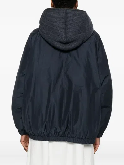 Brunello Cucinelli Hooded Down Jacket In Blue