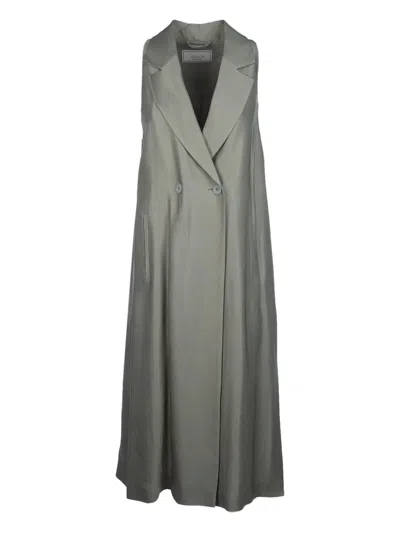 Peserico Double-breasted Sleeveless Coat In Gray