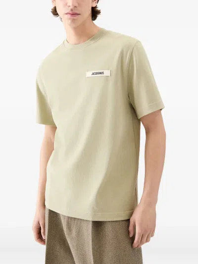 Jacquemus 'le T-shirt Gros Grain' Beige T-shirt With Logo Patch On The Front
