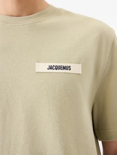Jacquemus 'le T-shirt Gros Grain' Beige T-shirt With Logo Patch On The Front