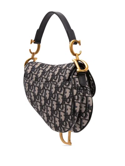 Pre-owned Dior 2020 Mini Oblique Canvas Saddle Bag Satchel