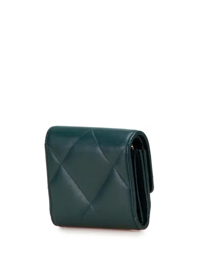 Pre-owned Chanel 2020 Quilted Lambskin 19 Trifold Flap Wallet Small Wallets