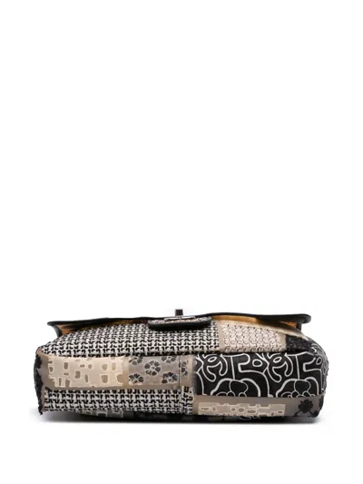 Pre-owned Chanel 2010-2011 Jumbo Pvc And Tweed Patchwork Single Flap Shoulder Bag