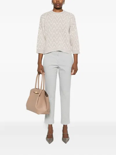 Peserico Zigzag-knit Sweater In Gray