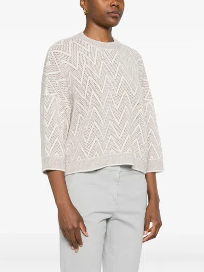 Peserico Zigzag-knit Sweater In Gray