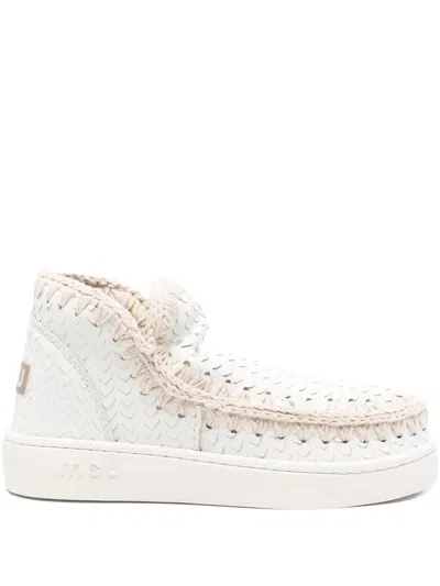 Mou Summer Eskimo Braided Leather Sneakers In White